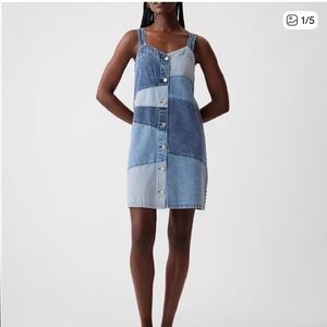 Gap Patchwork Denim Dress M Tall